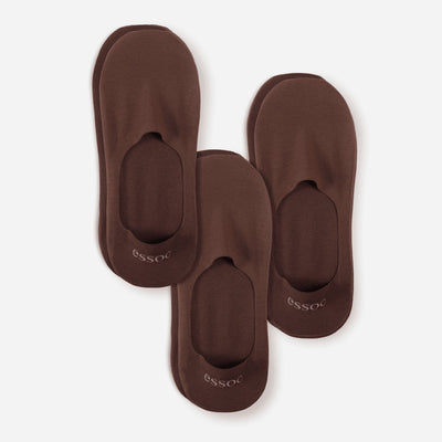 Unisex Cotton No Show Socks — 3-Pack — Espresso Brown