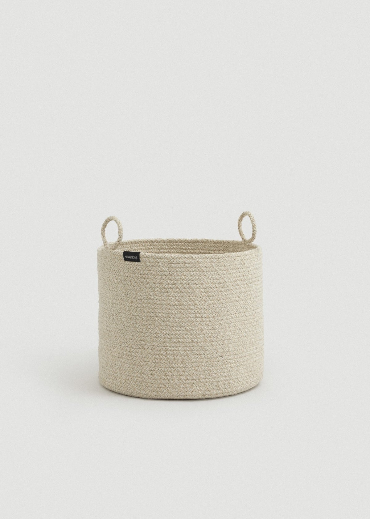 Short Beige Melange Loops basket showing its tightly coiled rope construction.