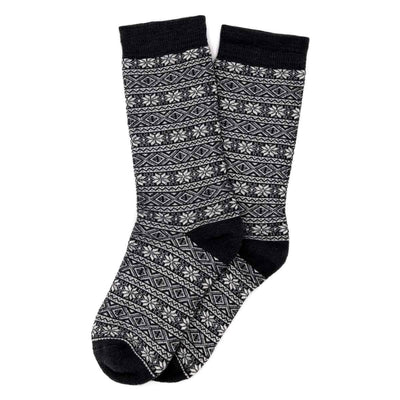 Pair of Alpaca Wool Nordic Crew Socks in Black