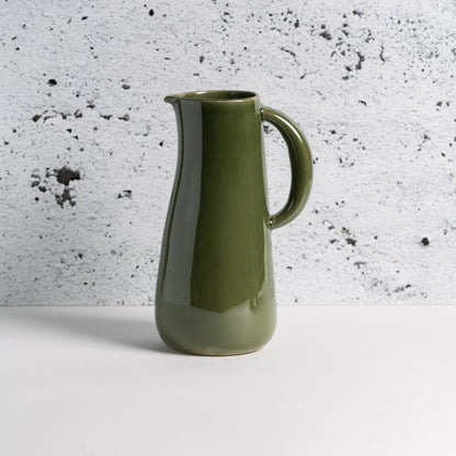 Artisan-Made Japandi Jug in Green – Modern Ceramic Kitchenware