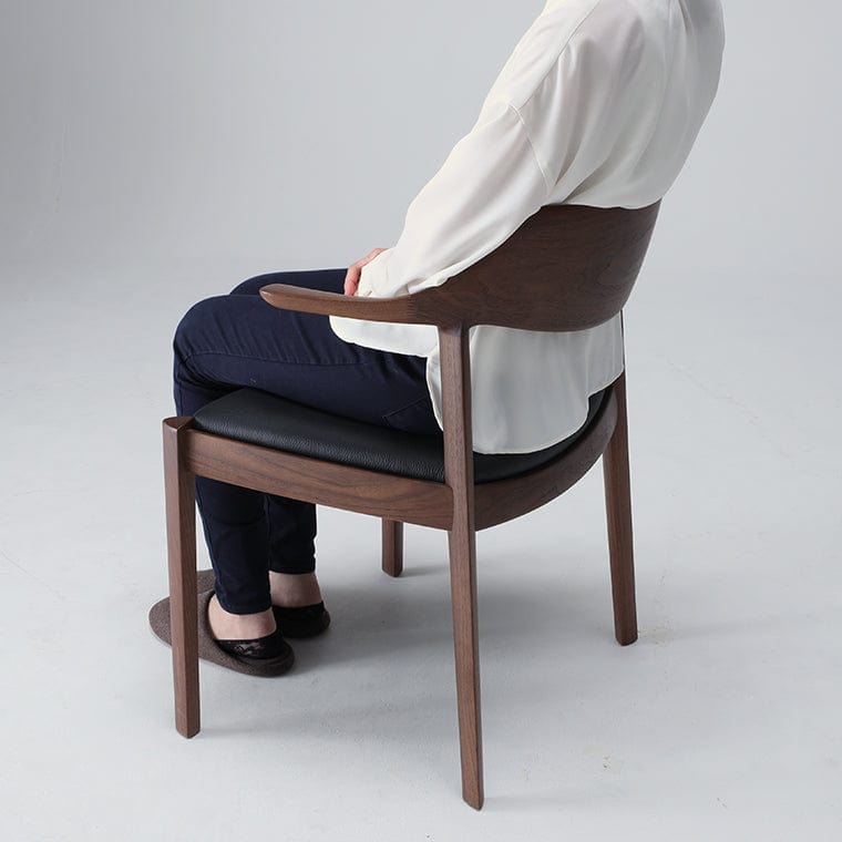 As shown: Sakura wood, Medium Brown finish, Black leather. WING Side Chair by CondeHouse Back View