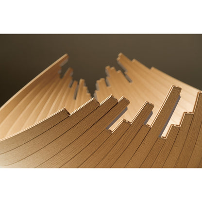 Sustainable Japanese hardwood lounge chair modern sculptural seating closeup of BARCA Lounge Chair