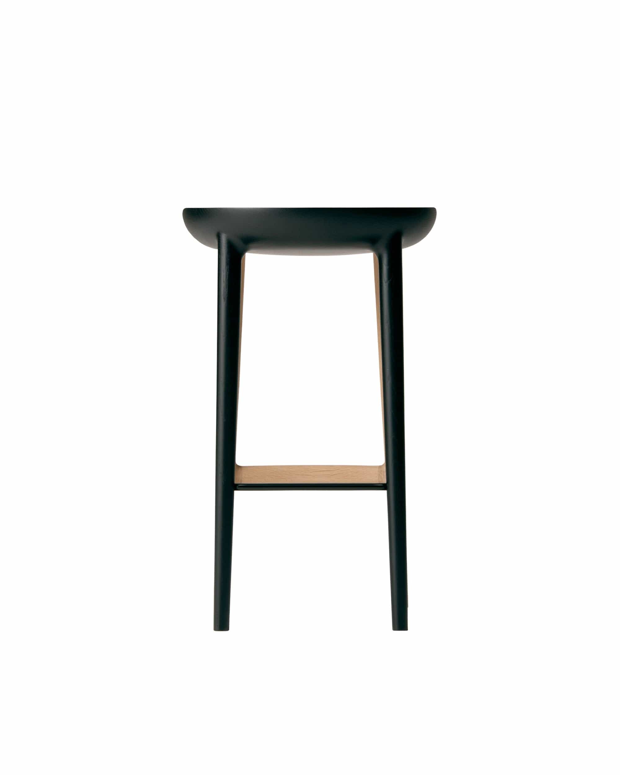 Back view of the CRUST Bar Stool highlighting curved seat and clean silhouette — Japandi kitchen seating from Japandi Supply House.