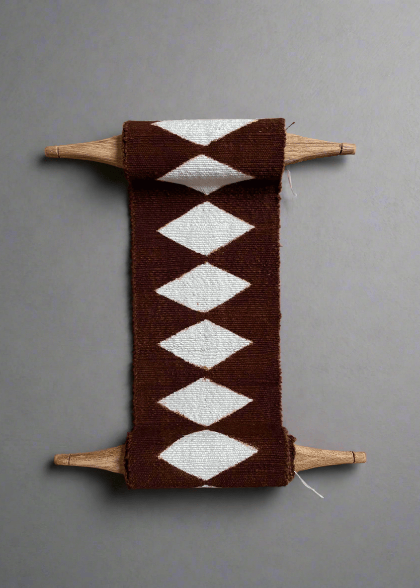 Balance Bogolan Wall Totem in Brown with White Diamonds