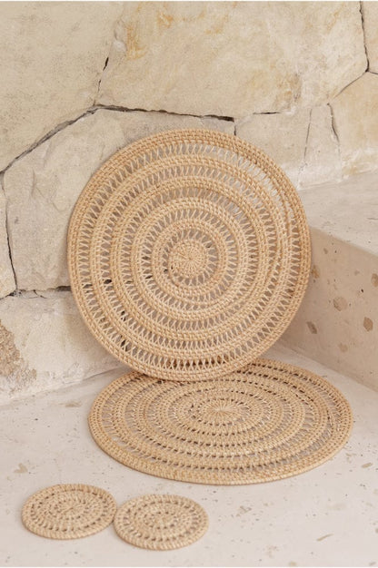 Woven Rattan Coaster Set