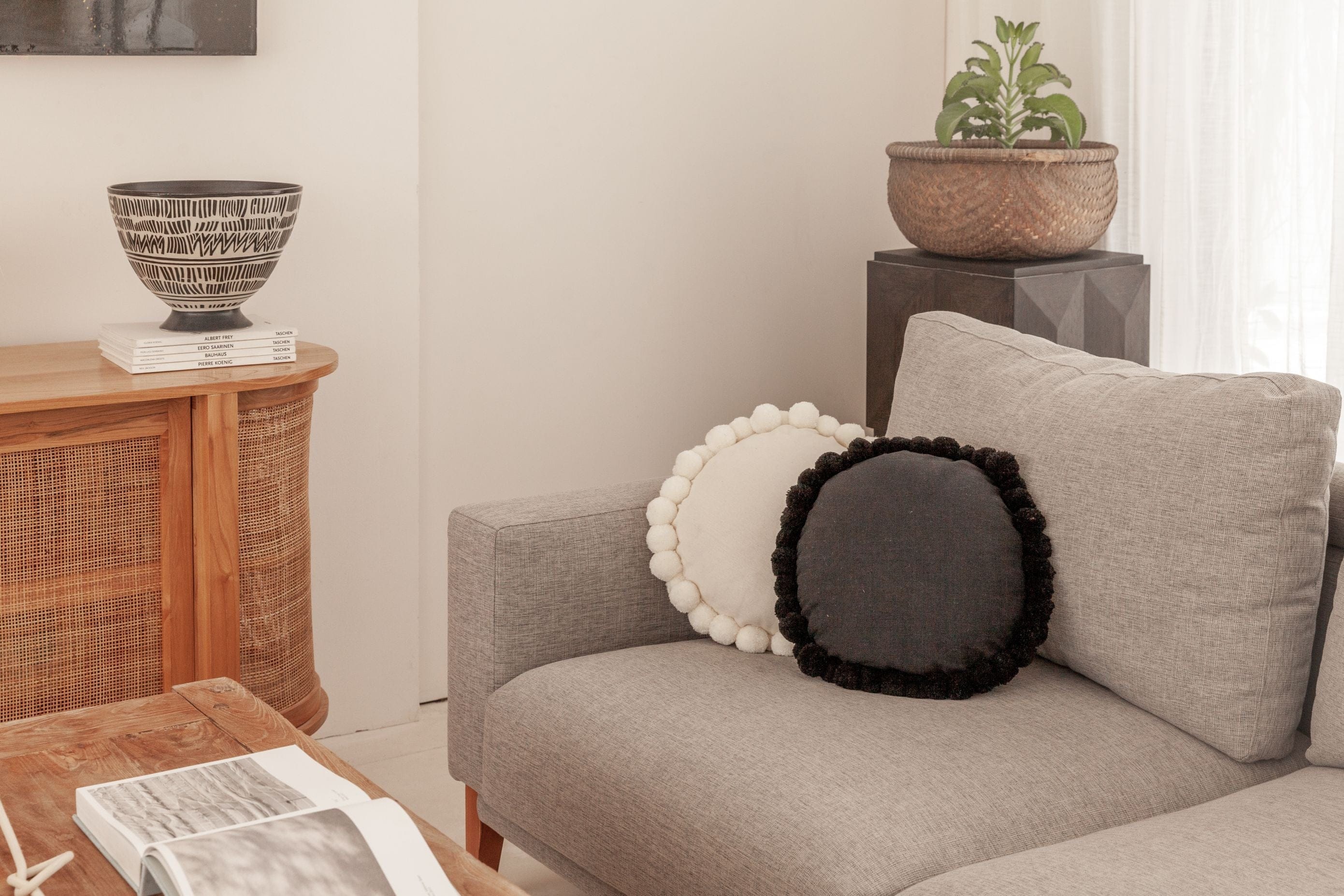 Round Pom Pom Pillow