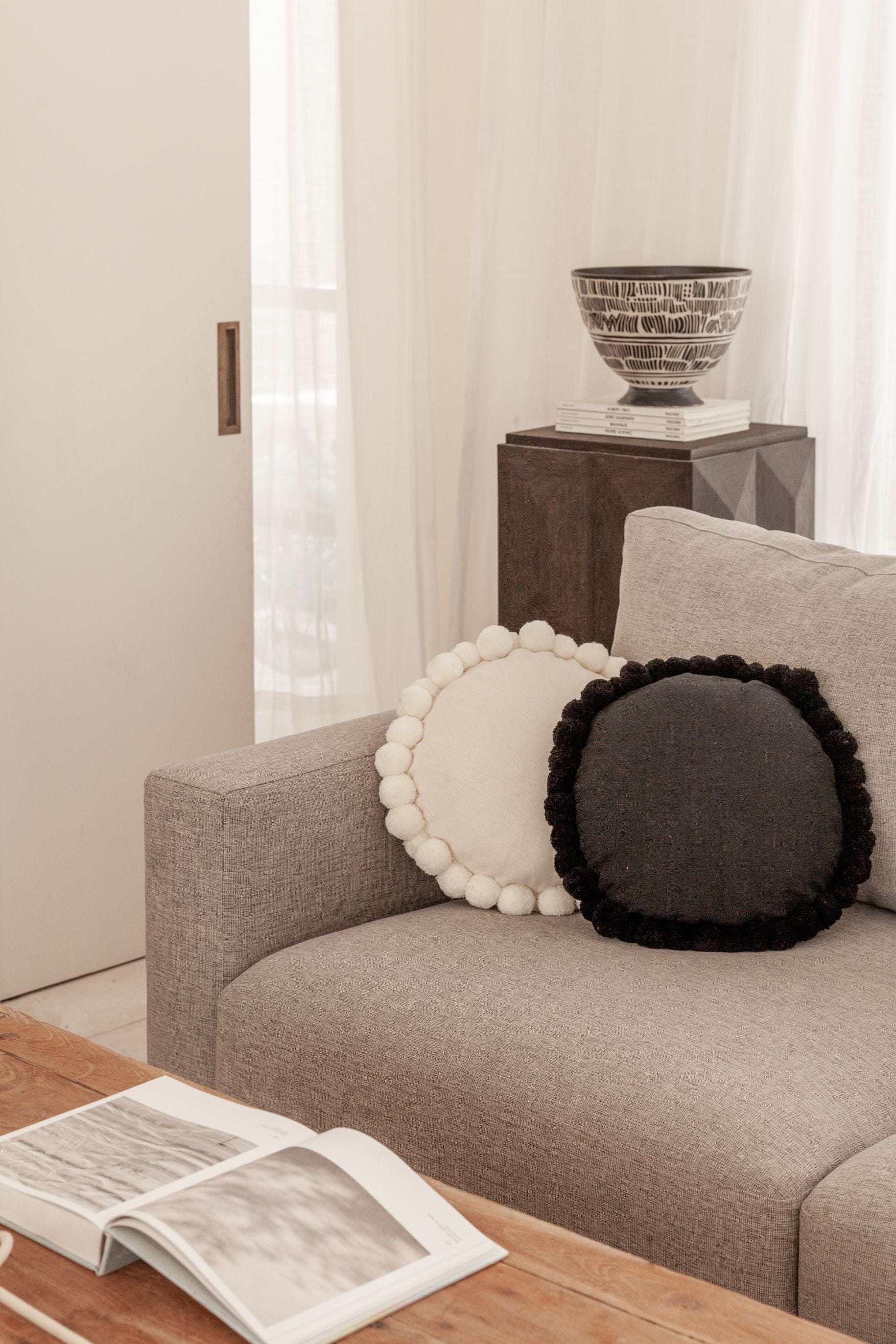 Round Pom Pom Pillow