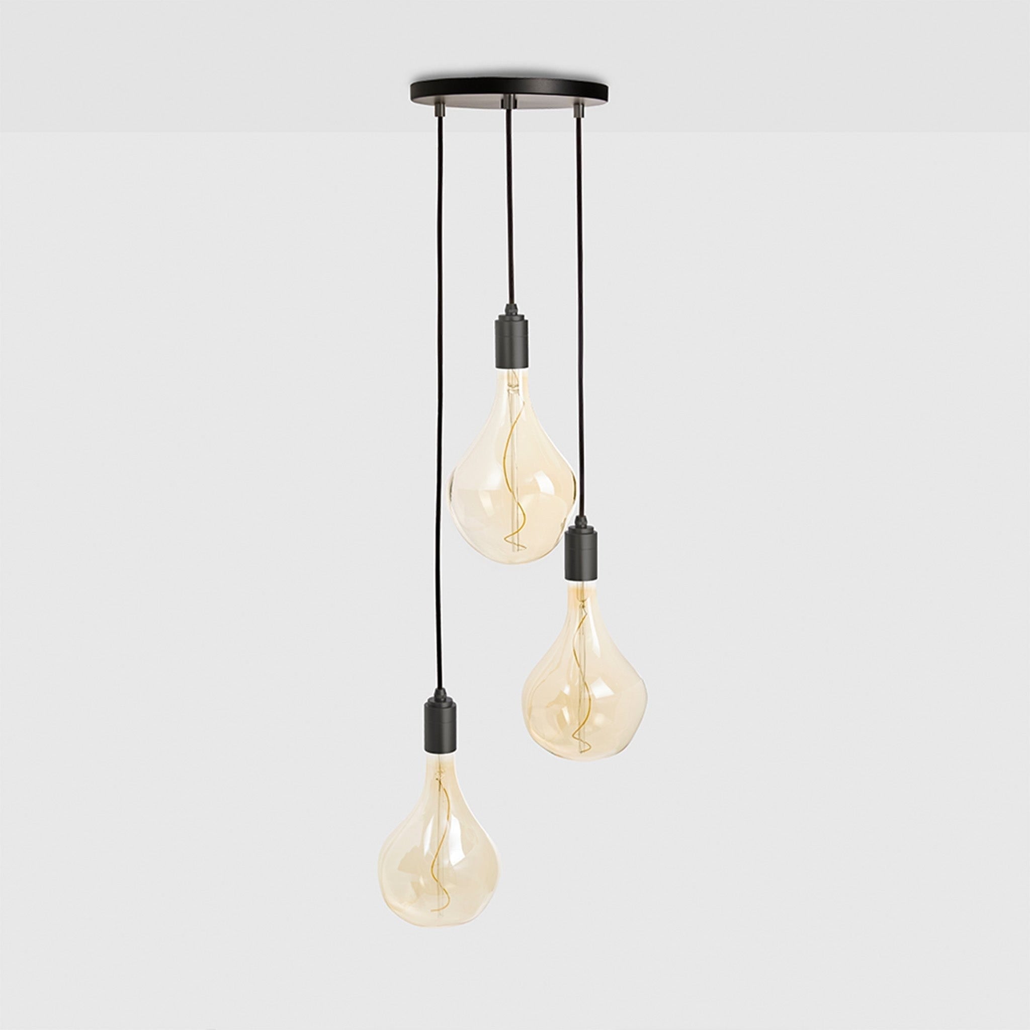 Triple Pendant in Graphite + Voronoi II - Black Canopy