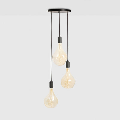 Triple Pendant in Graphite + Voronoi II - Black Canopy