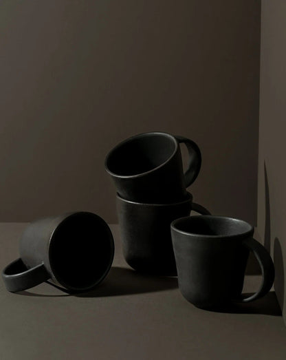 Japandi Tableware Mug - Matte Black, Set of 4