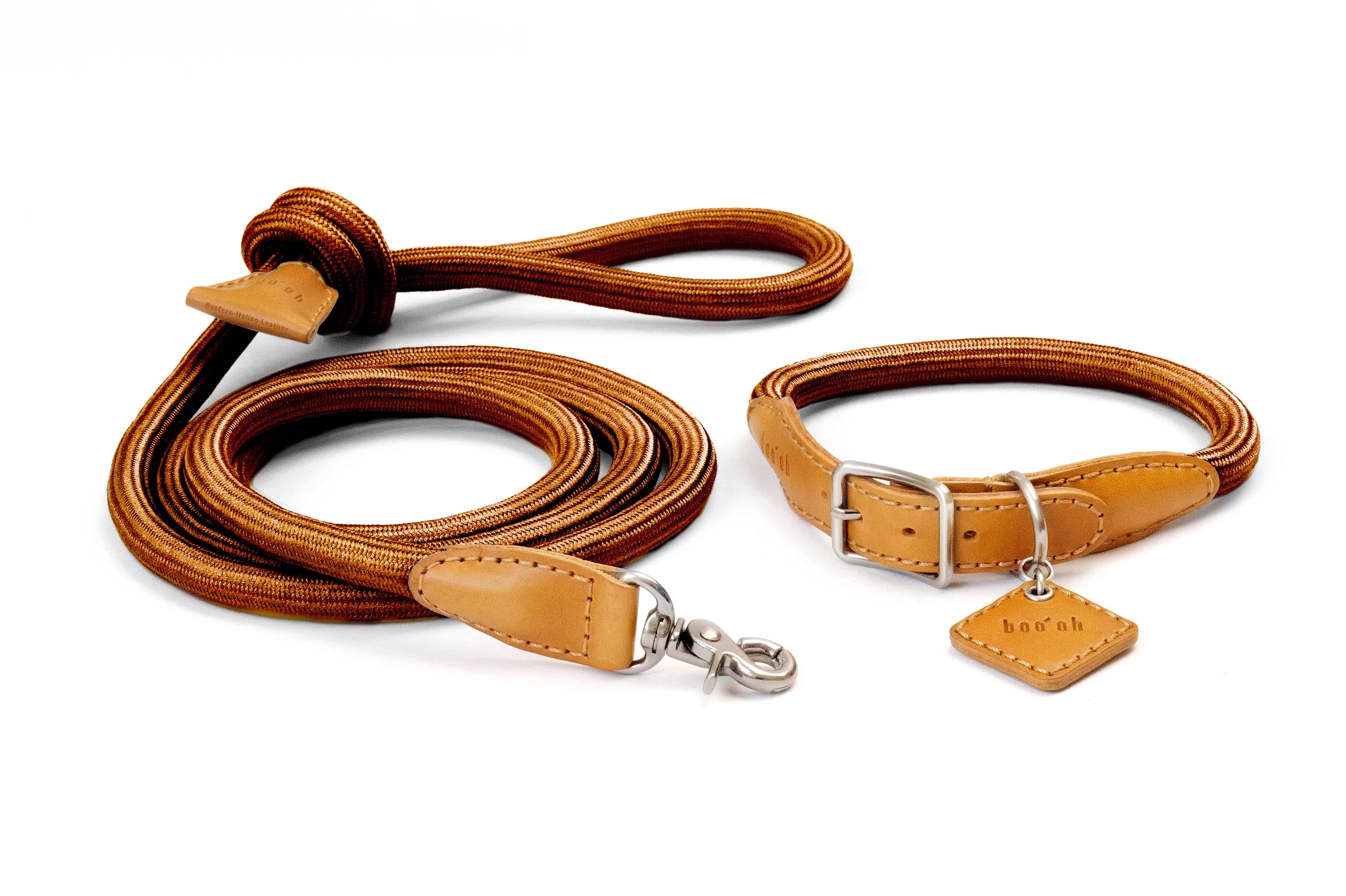 Ray Collar + Leash Set, Camel Brown
