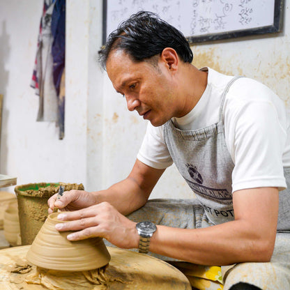 Chopsticks & Terracotta Bowl Set being handmade by master craftsman