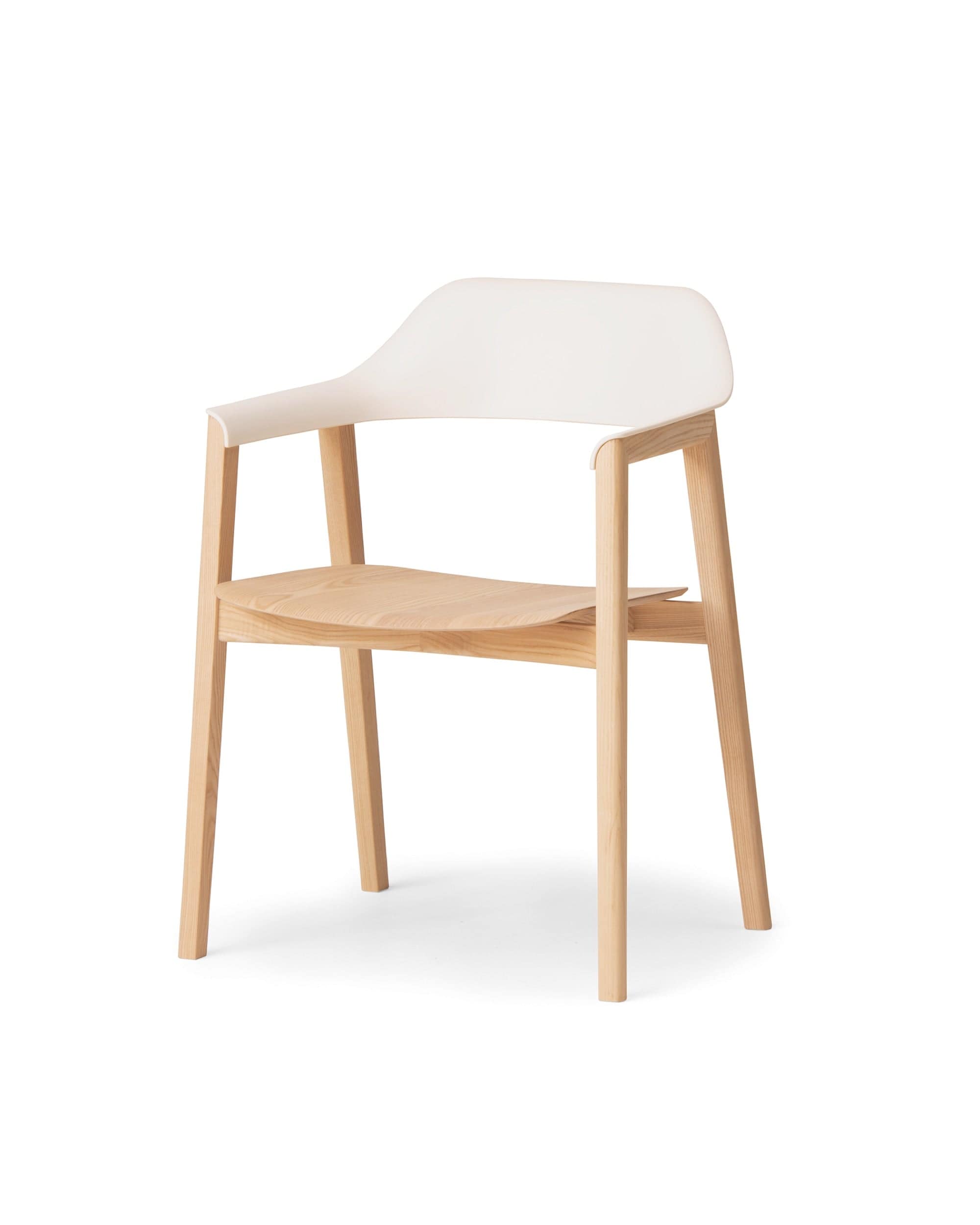 TEN Armchair ABS Back (Wooden Seat)  Japanese Ash White Wash