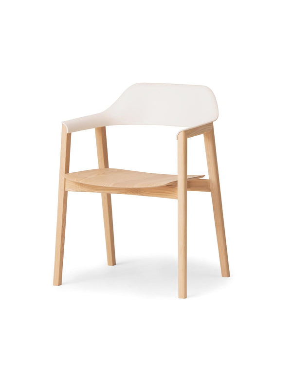 TEN Armchair ABS Back (Wooden Seat)  Japanese Ash White Wash