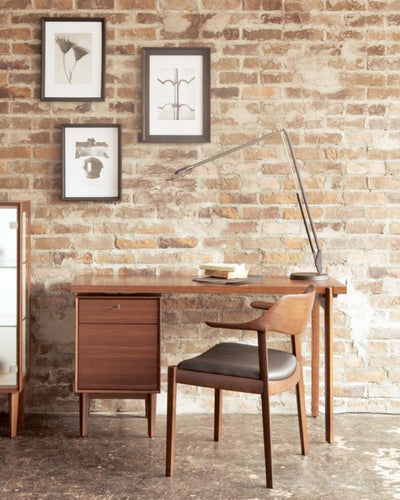 CondeHouse WING Desk, Walnut Natural with WING Side Chair in office setting