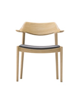 WING Side Chair Japanese Oak Natural, Black Leather Upholstery