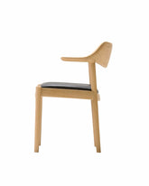CondeHouse Wing Side Chair, Japanese Oak with Black Leather / Side View