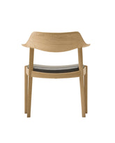 WING Side Chair Japanese Oak Natural, Back View, Black Leather Upholstery