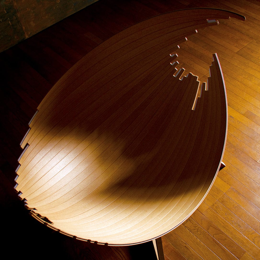 CondeHouse BARCA Lounge Chair artisan craftsmanship curved wooden form seen from above