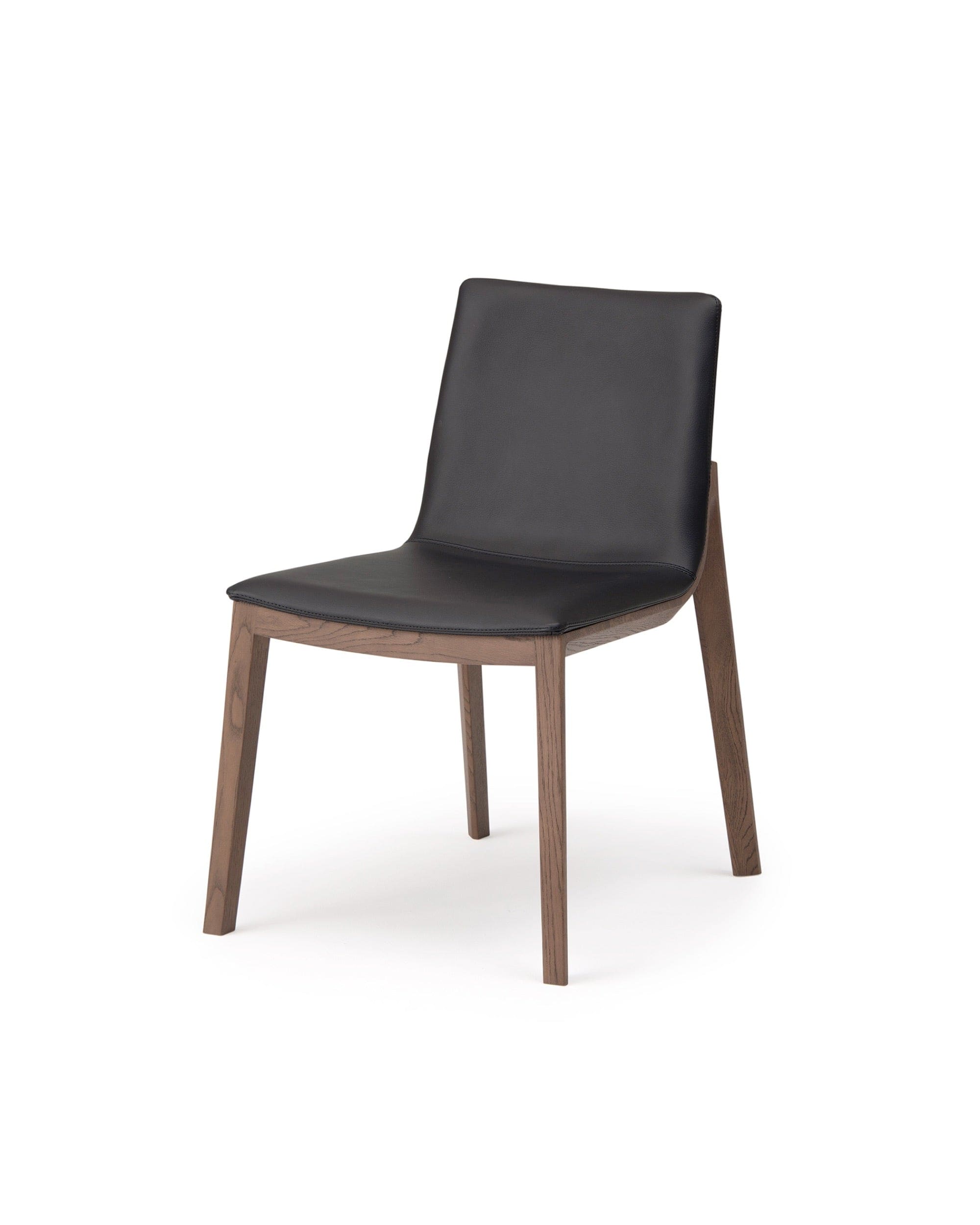 CondeHouse CHALLENGE side chair in walnut with upholstered seat, front angle