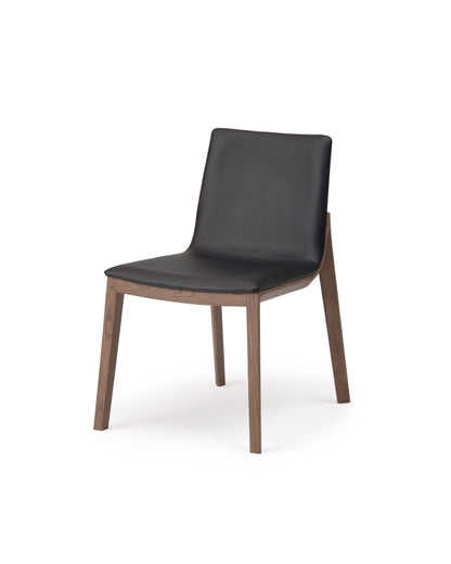 CondeHouse CHALLENGE side chair in walnut with upholstered seat, front angle