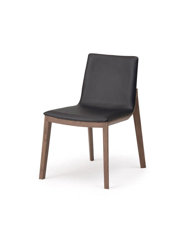 CondeHouse CHALLENGE side chair in walnut with upholstered seat, front angle