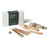 Burning Ritual sample kit with incense sticks, wooden tools, and a smudge stick on a white background.