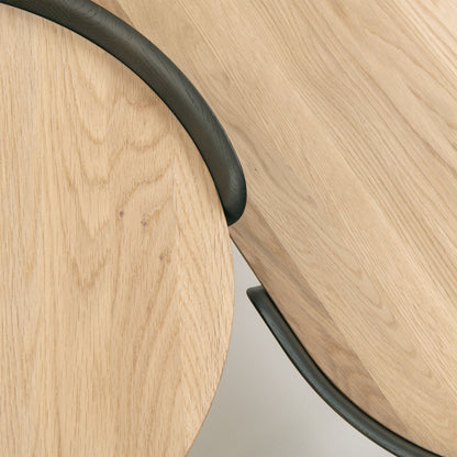 Detail of CRUST Bar Stool seat edge and solid wood craftsmanship — minimalist Japandi design by CondeHouse.