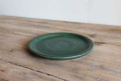 Fern green handmade ceramic dinner plate