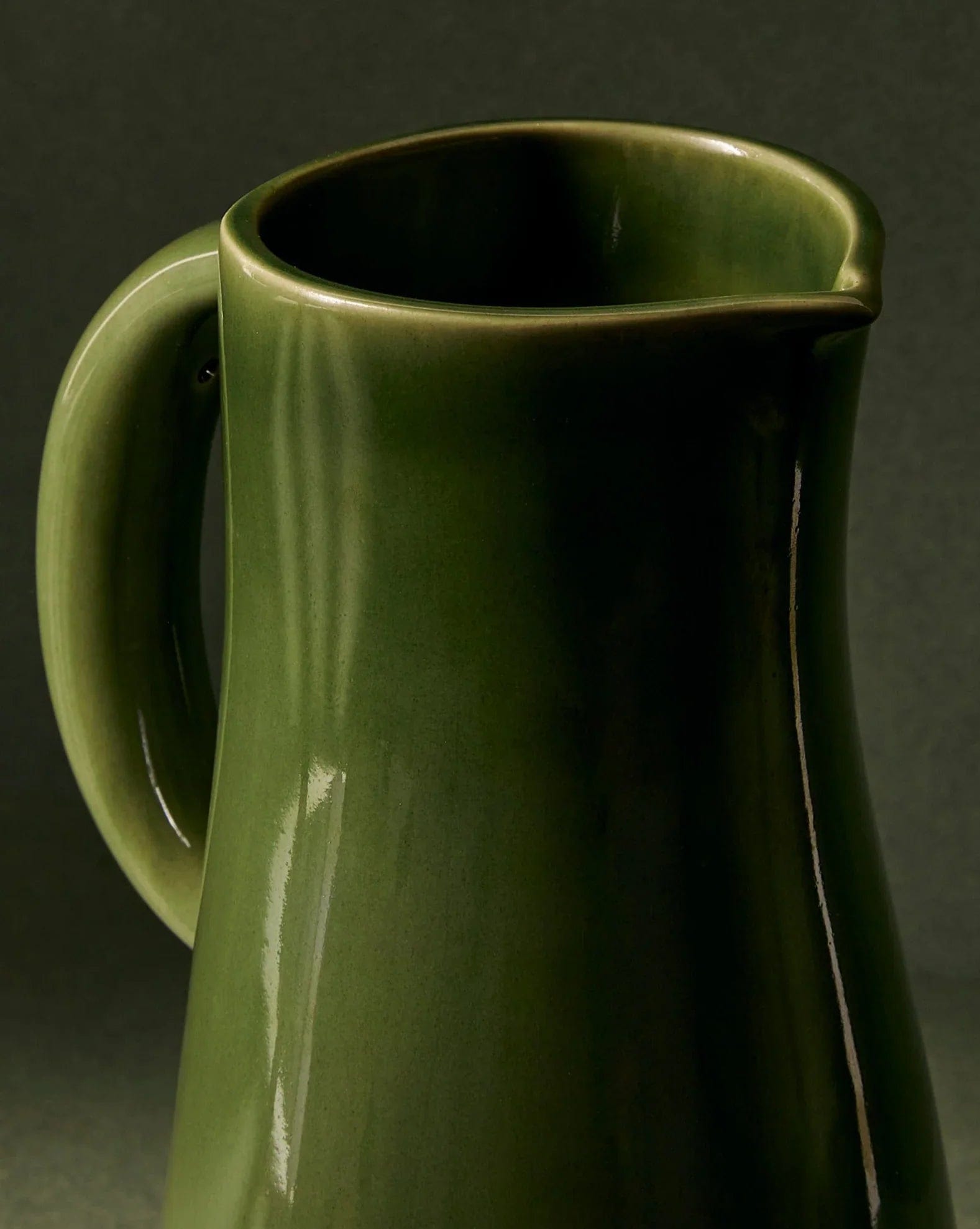 Green Matte Ceramic Jug – Minimalist Japandi Home Décor