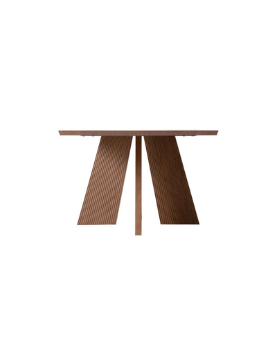 HAKAMA Table leg structure – wide-grooved design inspired by traditional hakama garments