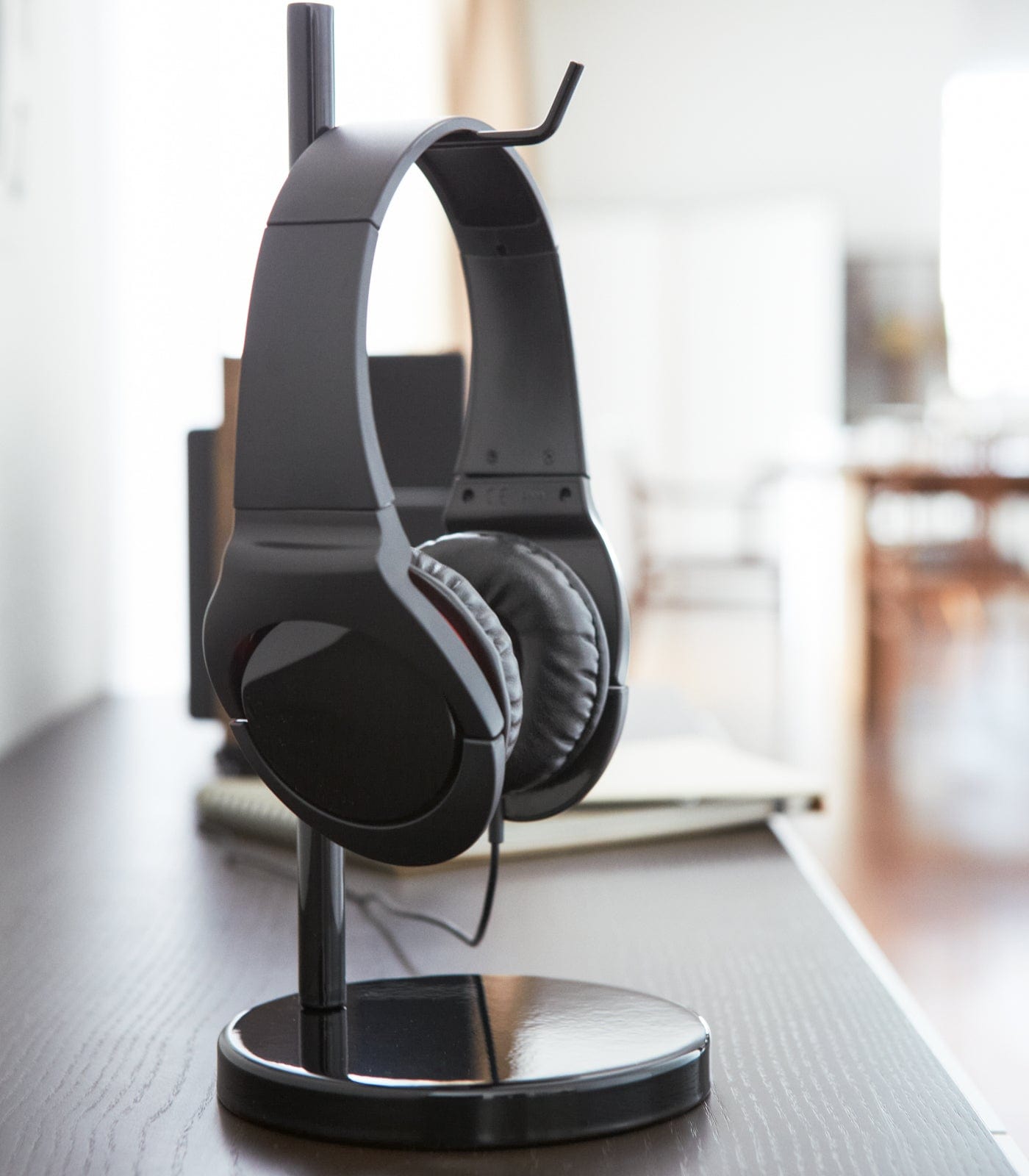 Headphone Stand - Steel in Black on Table