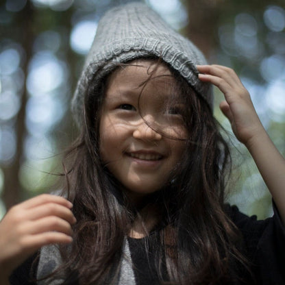 Recycled Wool-Blend Japanese Knit Beanie — Kids on child