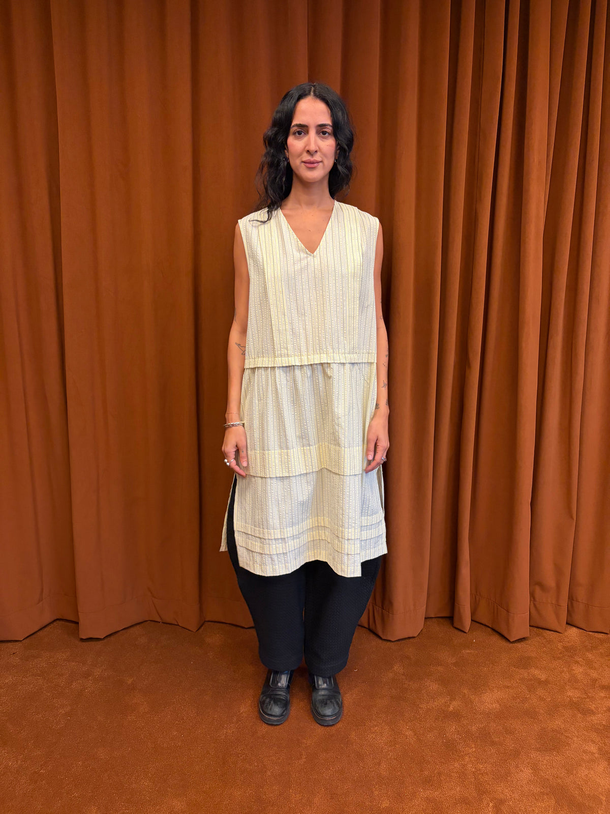 Tuck Dress in Seersucker