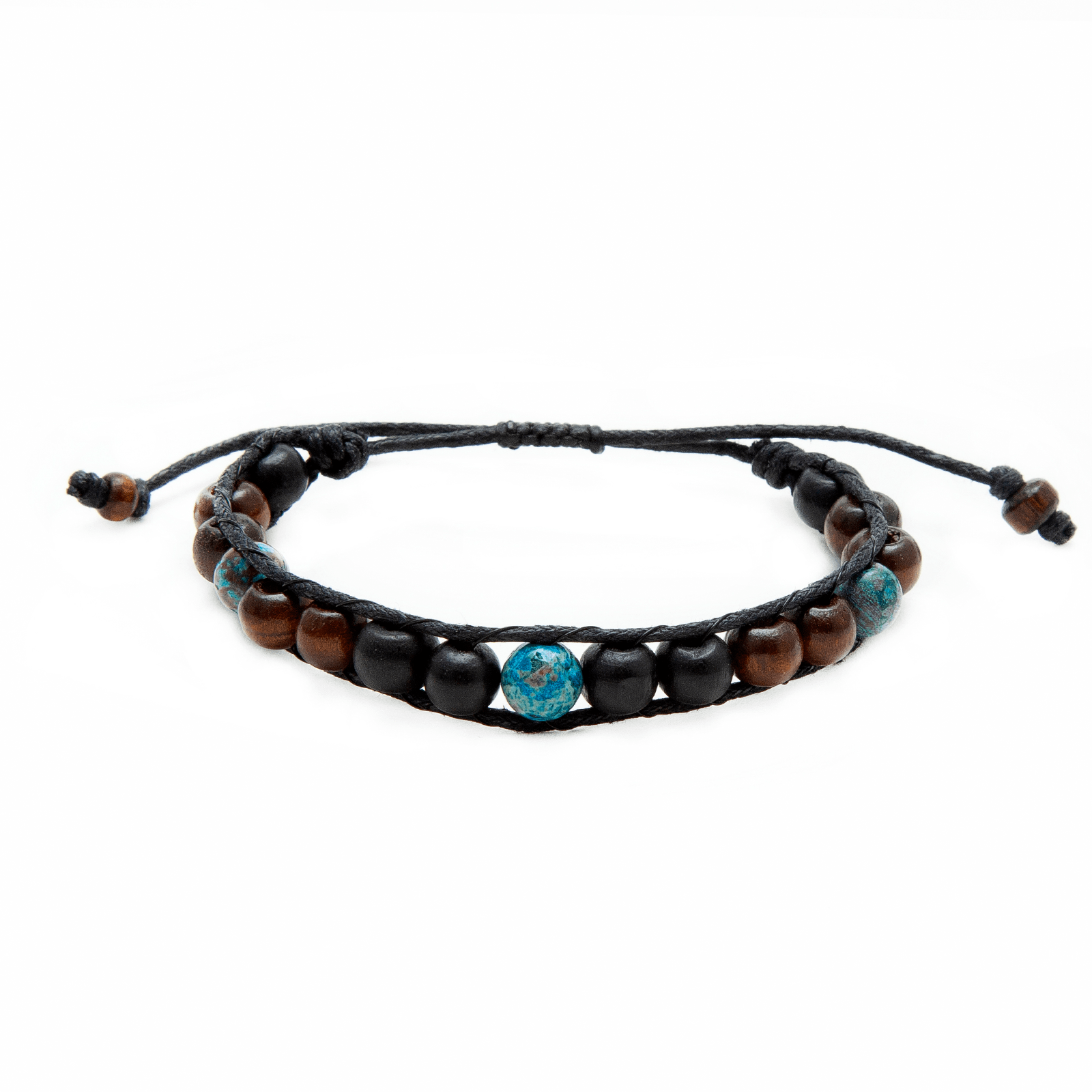 Japandi King Triton men’s bracelet with jasper wood and onyx beads