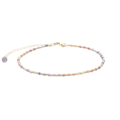 Japandi healing stone anklet with amethyst and sodalite by Lotus & Luna