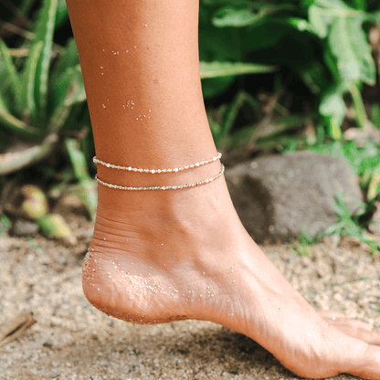 Japandi mindful style lotus and luna energy healer anklet