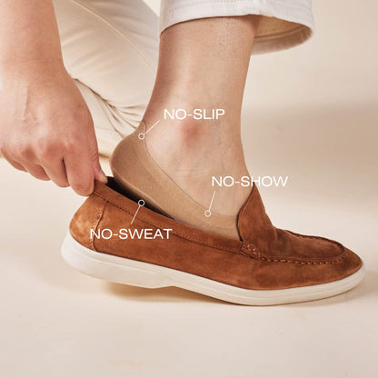 Japandi minimalist no show socks designed to stay in place