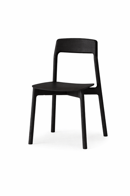 KORENTO Side Chair in Japanese Oak Black with wooden seat, AI rendering of wood type and finish