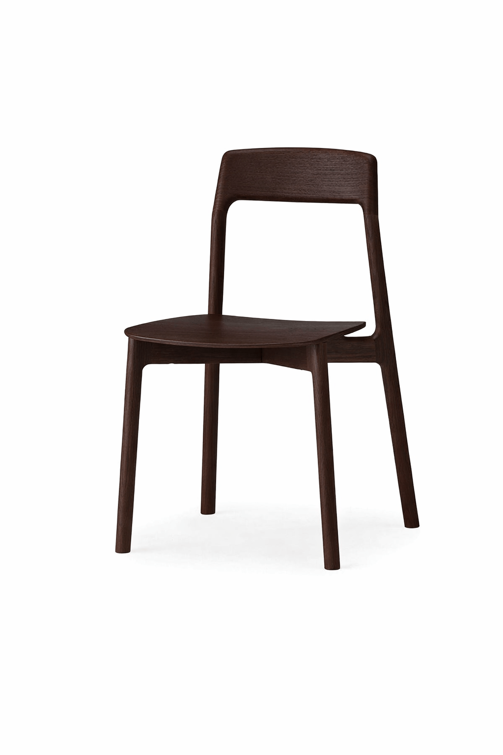 KORENTO Side Chair wooden seat Japanese Oak Dark Brown, AI rendering of wood type and finish