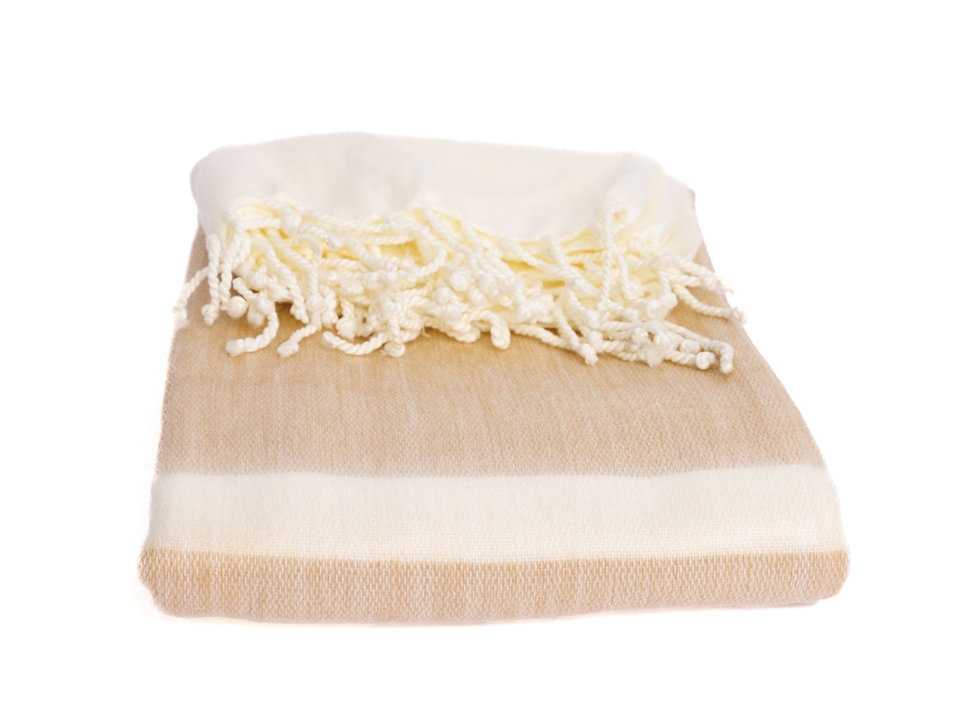 Kallpa Alpaca Throw - Natural Tobacco and Wheat folded