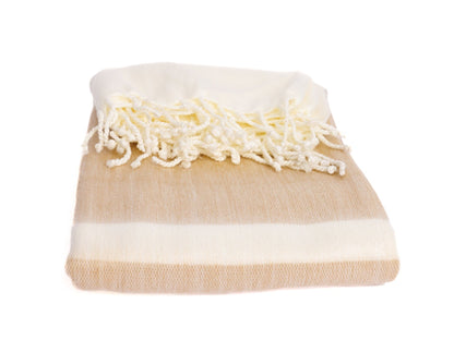 Kallpa Alpaca Throw - Natural Tobacco and Wheat folded