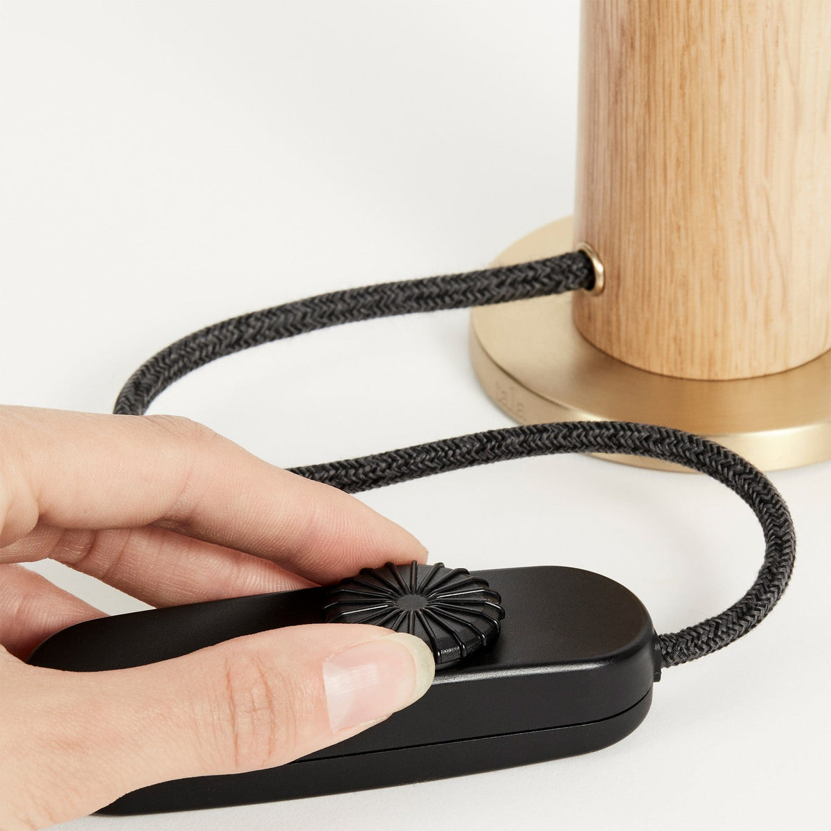 Knuckle Table Lamp in Oak + Noma
