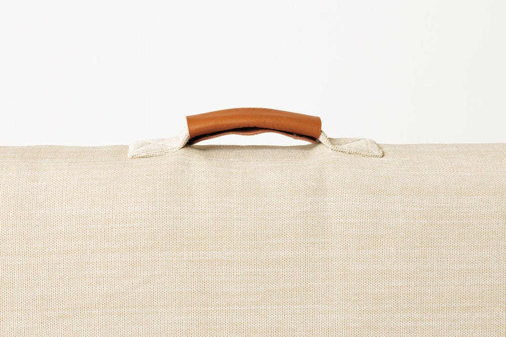 Lay Lo Orthopedic Dog Bed in Ecru closeup handle