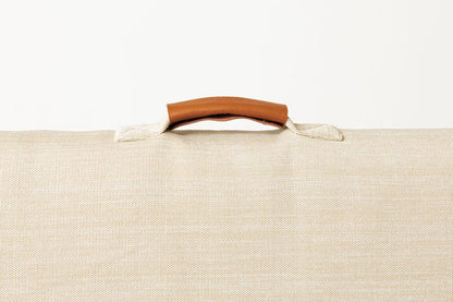 Lay Lo Orthopedic Dog Bed in Ecru closeup handle