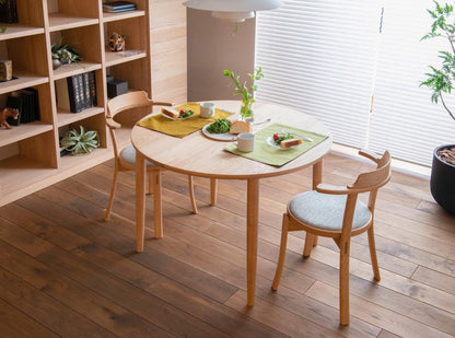 MOM Round Table in kitchen dining setting – Japandi solid wood table
