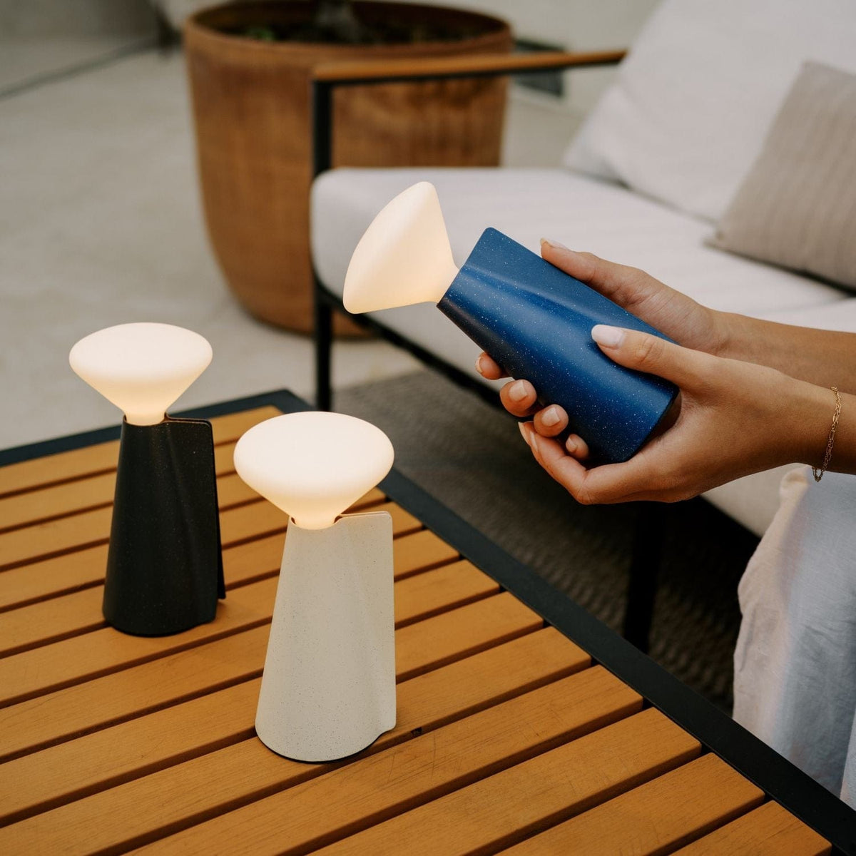 Mantle Portable Lamp in Stone White with other Mantle Lamps