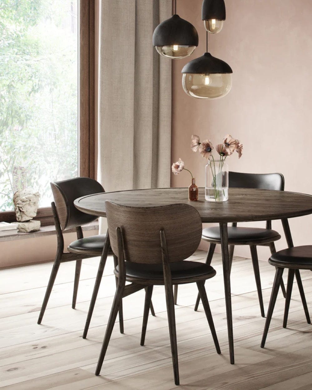 Mater Accent Dining Table in warm Japandi dining space