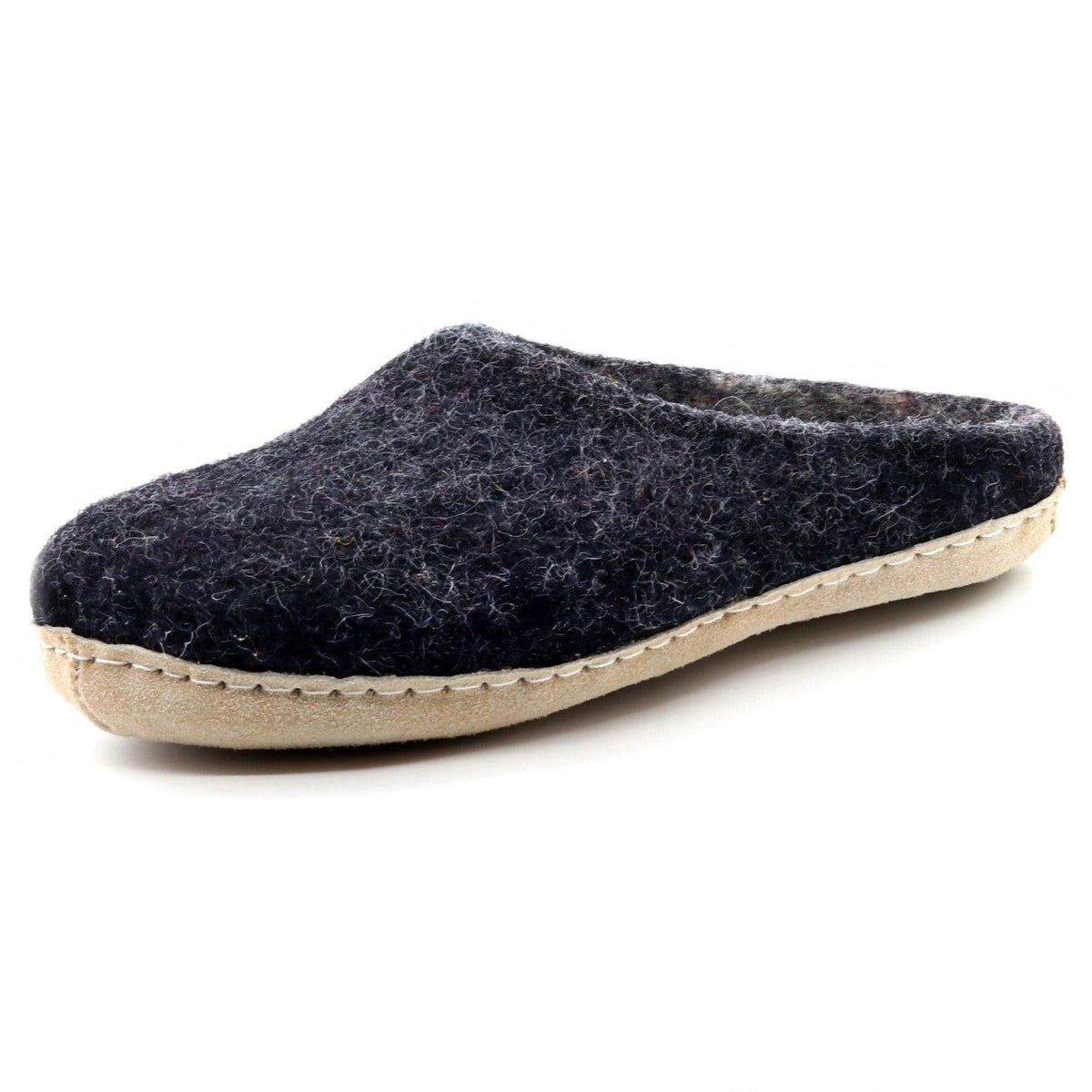 Men's Astoria wool house slipper in Charcoal, angled view