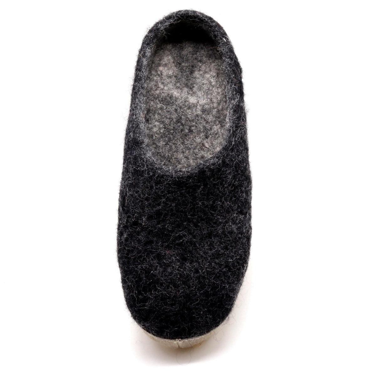 Top-down view of the men's Astoria wool house slipper in Charcoal